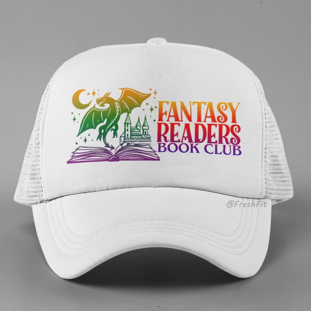 🆕Fantasy Readers Book Club Foam Trucker Hat Mesh Snapback Cap White